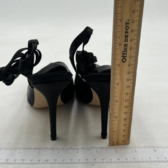 FSJ Black Strappy Ankle Strap Lace up Pointed Toe Stylish Stiletto Sandals - Picture 5 of 8